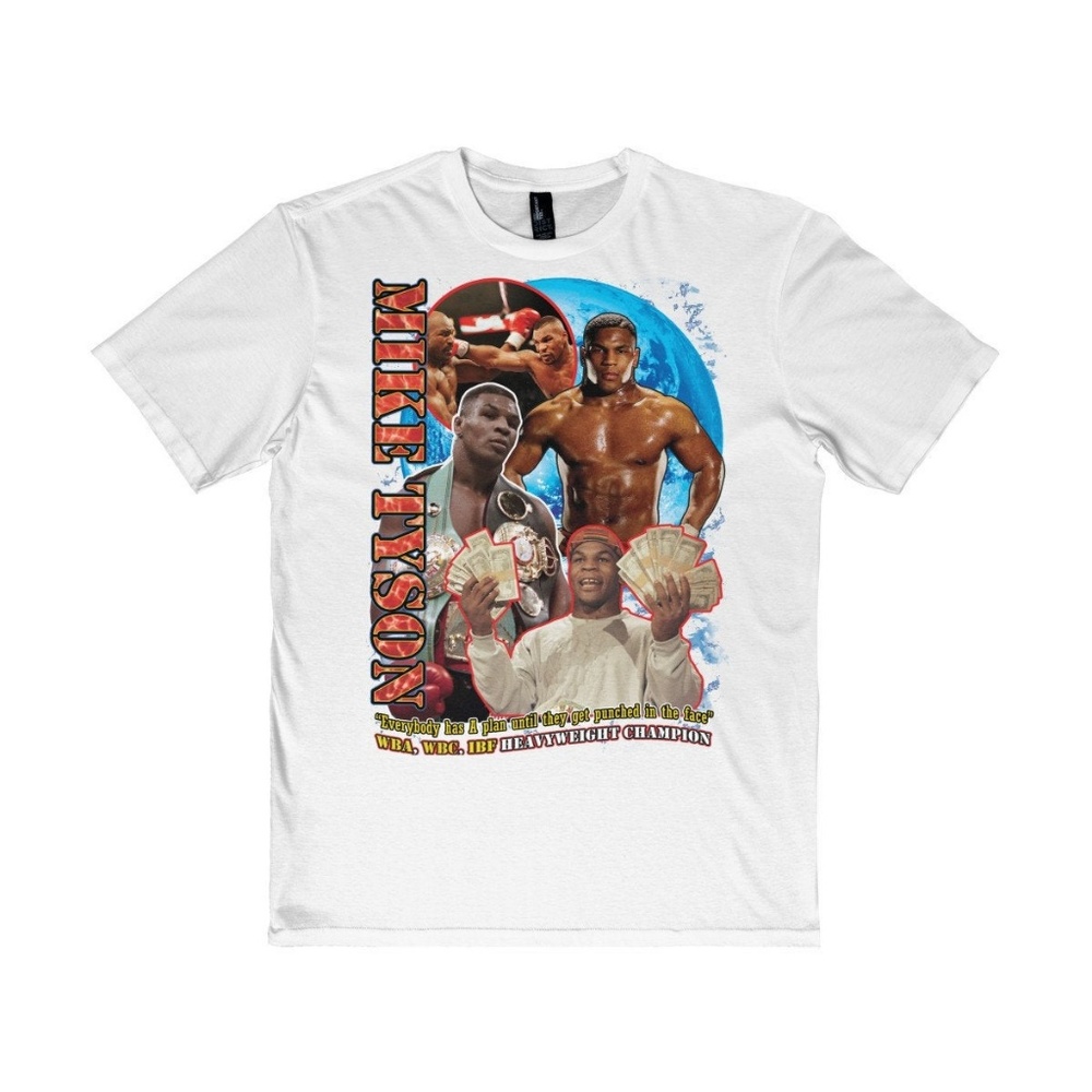 Mike Tyson White Vintage Style Tee Shirt